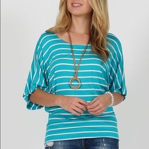 💙NWOT💙 Teal & White Striped Dolman